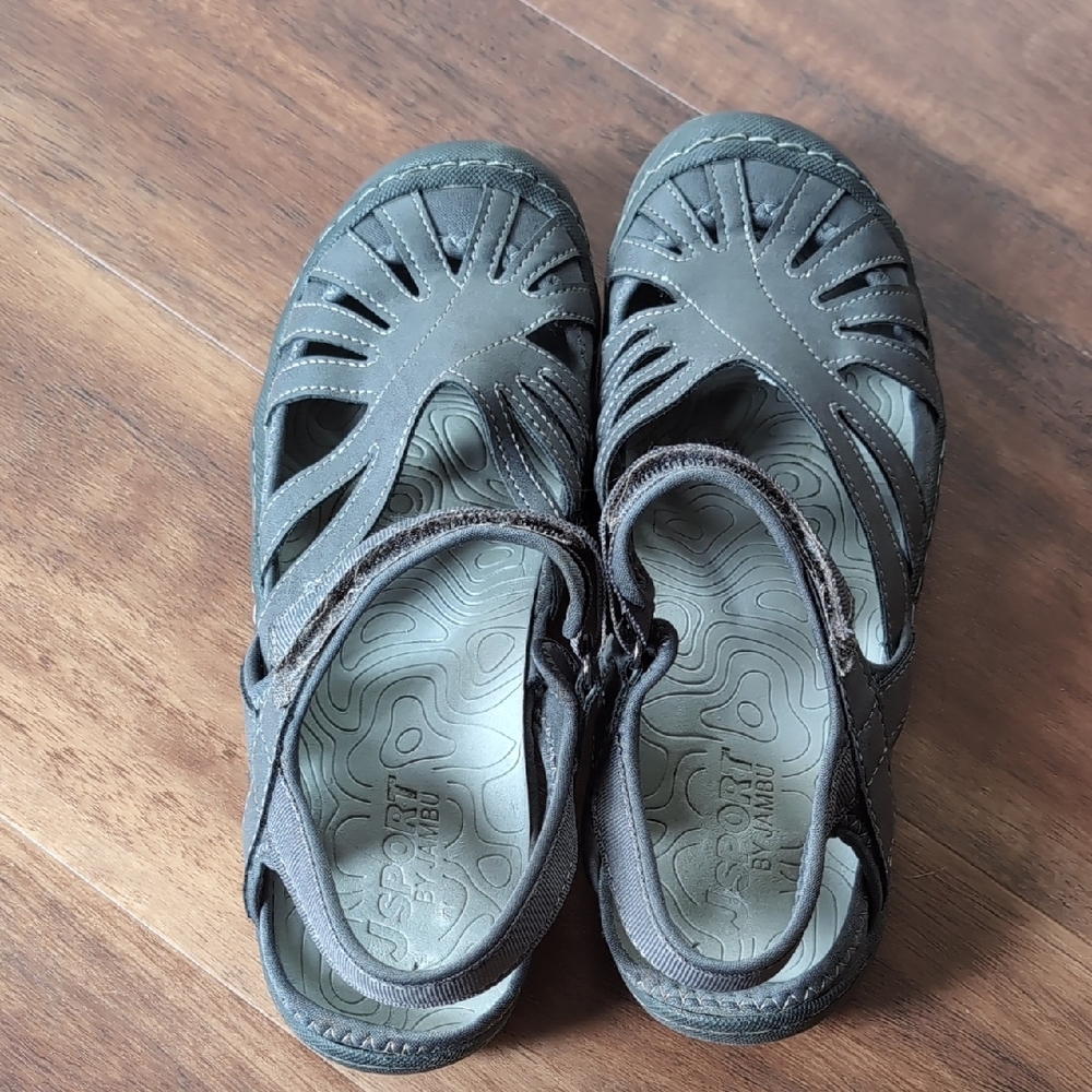 Gray  Sandals with Adjustable Strap and Ventilation